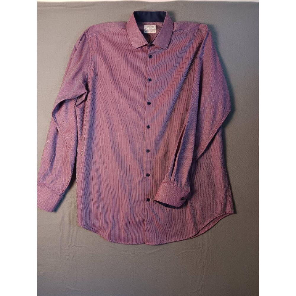 T.M. Lewin Mens 17 1/2 Dress Shirt Purple Slim Fit Professional Business Elegant